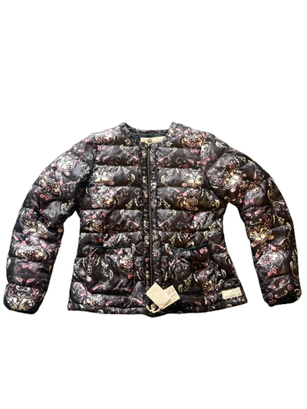 NWT Odd Molly Uncorporated Sky Garden Black Floral Print Down Puffer Jacket Sz 2